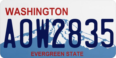 WA license plate AOW2835