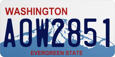 WA license plate AOW2851