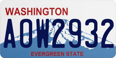 WA license plate AOW2932