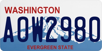 WA license plate AOW2980