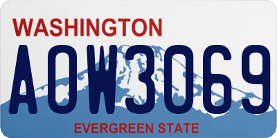 WA license plate AOW3069