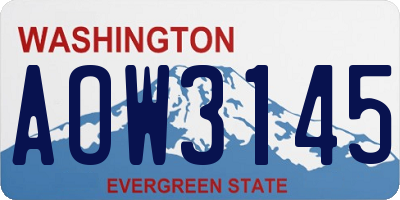 WA license plate AOW3145