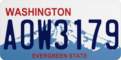 WA license plate AOW3179