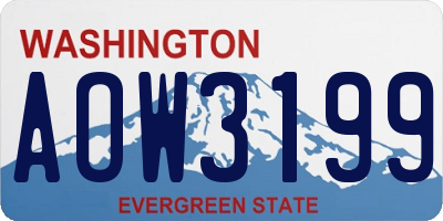 WA license plate AOW3199