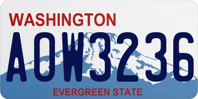 WA license plate AOW3236