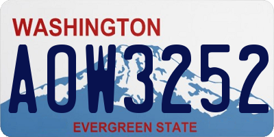 WA license plate AOW3252