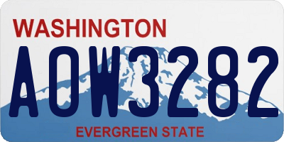 WA license plate AOW3282