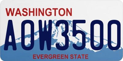 WA license plate AOW3500