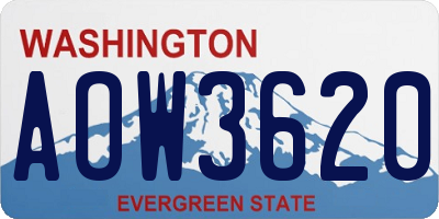 WA license plate AOW3620
