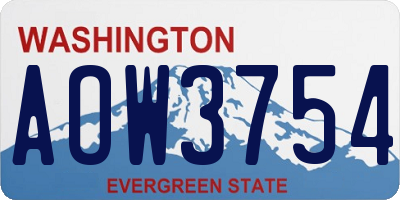 WA license plate AOW3754