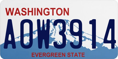 WA license plate AOW3914
