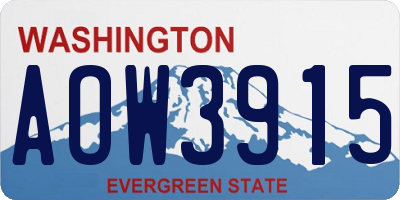 WA license plate AOW3915