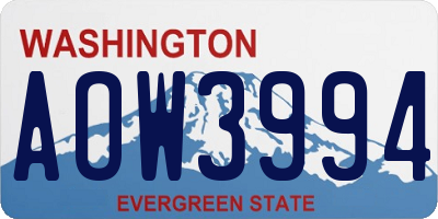 WA license plate AOW3994