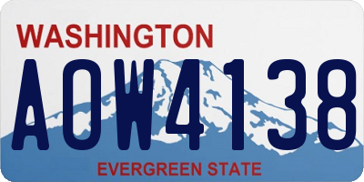 WA license plate AOW4138
