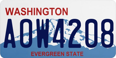 WA license plate AOW4208