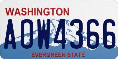 WA license plate AOW4366