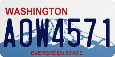 WA license plate AOW4571