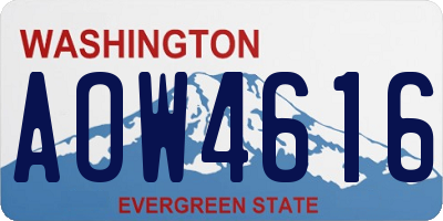 WA license plate AOW4616