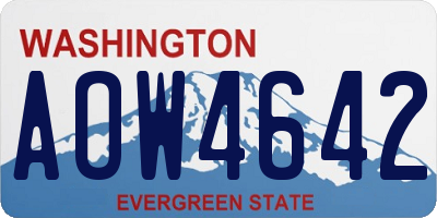 WA license plate AOW4642