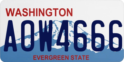 WA license plate AOW4666