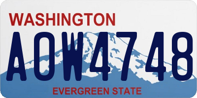WA license plate AOW4748