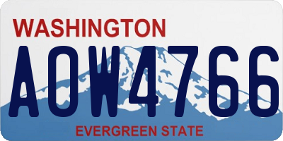 WA license plate AOW4766