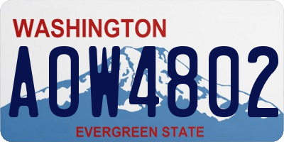 WA license plate AOW4802