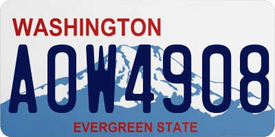 WA license plate AOW4908