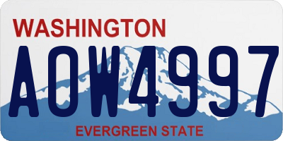WA license plate AOW4997