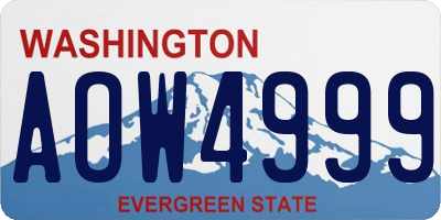 WA license plate AOW4999