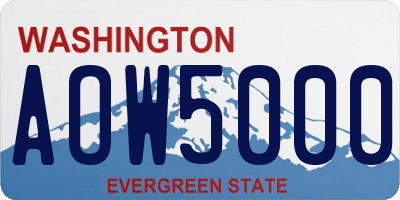WA license plate AOW5000