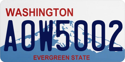 WA license plate AOW5002