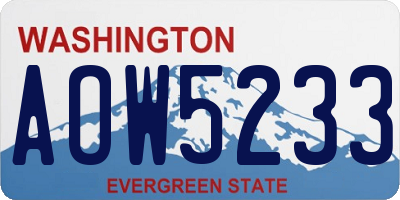 WA license plate AOW5233