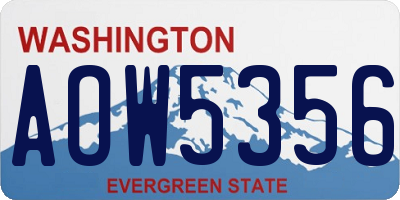 WA license plate AOW5356