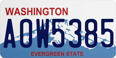 WA license plate AOW5385