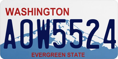 WA license plate AOW5524