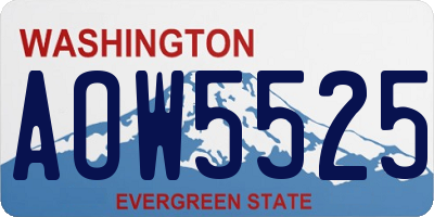 WA license plate AOW5525