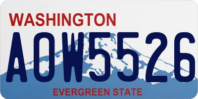 WA license plate AOW5526