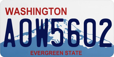 WA license plate AOW5602