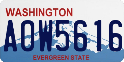 WA license plate AOW5616