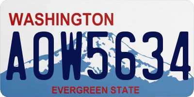 WA license plate AOW5634