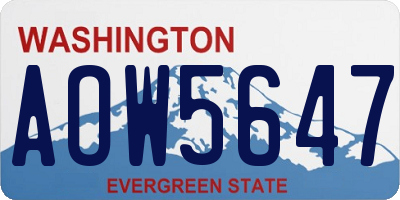 WA license plate AOW5647