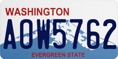 WA license plate AOW5762
