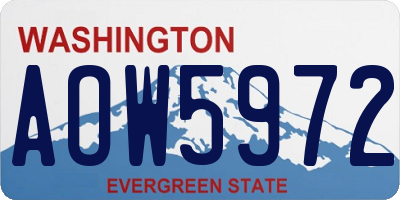 WA license plate AOW5972