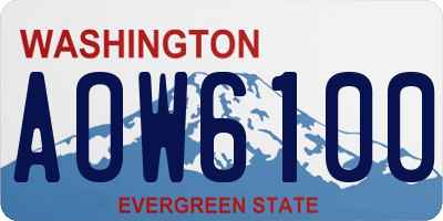 WA license plate AOW6100