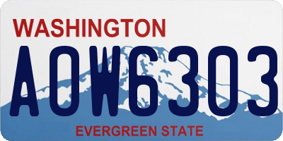 WA license plate AOW6303