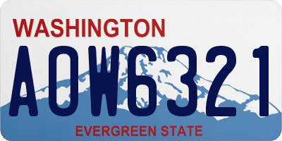 WA license plate AOW6321