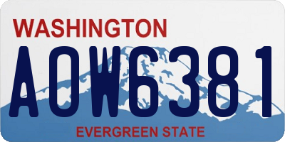 WA license plate AOW6381