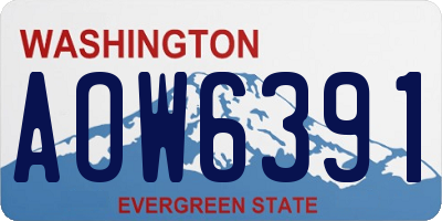 WA license plate AOW6391