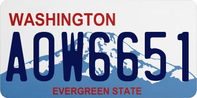 WA license plate AOW6651